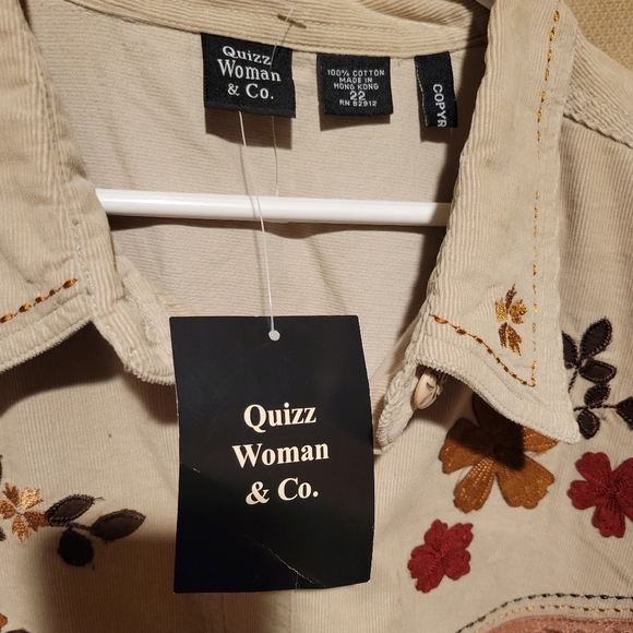 Quizz Woman Lt Wt Western Appliqued Corduroy Button Down Women's 22 - Picture 3 of 5